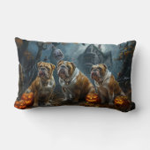 ブルドッグハロウィーンの夜のドギー喜び ランバークッション (裏面)