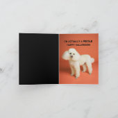 ブルドッグハロウィーンの衣装を着た白いプードル カード (内部)