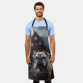 ブルドッグハロウィーン怖い エプロン (着用した状態)