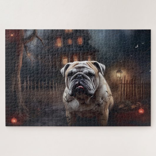 ブルドッグハロウィーン怖い ジグソーパズル (横)