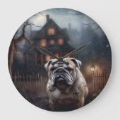 ブルドッグハロウィーン怖い ラージ壁時計 (正面)