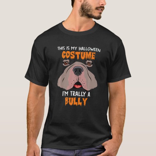 ブルドッグハロウィーン衣装アメリカンブルドッグ顔B Tシャツ (正面)