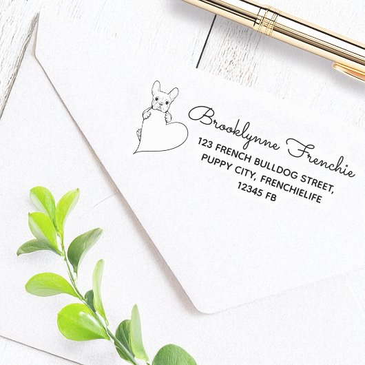 ブルドッグハートフランスの付き犬差出人住所 セルフインキングスタンプ