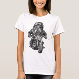 ブルドッグバイクもしくは自転車に乗る人犬 Tシャツ