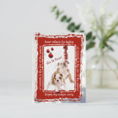 ブルドッグパピーそれを雪#2グリーティングポストカード シーズンポストカード (スタンド正面)