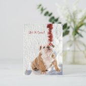 ブルドッグパピーそれを雪#2休日の挨拶 シーズンポストカード (スタンド正面)