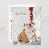 ブルドッグパピーそれを雪#2休日の挨拶 シーズンポストカード (正面/裏面)