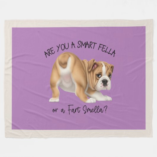 ブルドッグパピースフェラ頭が切れるファートスメラダーク フリースブランケット (正面(横))