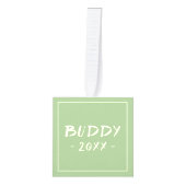 ブルドッグパピードッグ3フォトコラージュ キューブオーナメント (正面)