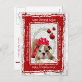 ブルドッグパピーハグ&キスとクリスマスの願い シーズンポストカード (正面/裏面)