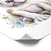 ブルドッグパピーペットウォーター色の花 ポスター (角)