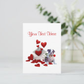 ブルドッグパピーレッドローズバレンタインデザイン シーズンポストカード (スタンド正面)