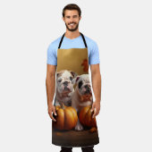 ブルドッグパピー秋デライトカボチャ エプロン (着用した状態)