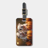 ブルドッグパピー秋デライトカボチャ ラゲッジタグ (正面縦)