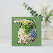 ブルドッグパピー誕生日招待状フランスのブルドッグ 招待状 (スタンド正面)