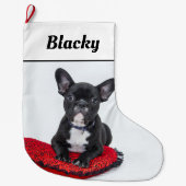 ブルドッグパピー、犬の名前と写真 ラージクリスマスストッキング (正面)
