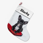 ブルドッグパピー、犬の名前と写真 ラージクリスマスストッキング (正面 (吊り時))