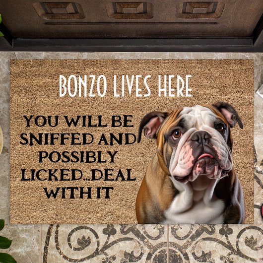 ブルドッグパーソナライズされたおもしろい形式 ドアマット
