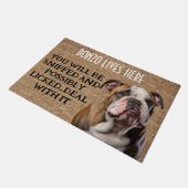 ブルドッグパーソナライズされたおもしろい形式 ドアマット (アングル)