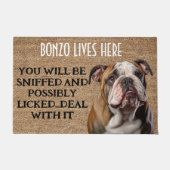 ブルドッグパーソナライズされたおもしろい形式 ドアマット (正面)