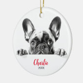 ブルドッグパーソナライズされたのフランスの覗き込み セラミックオーナメント (左)