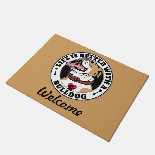 ブルドッグパーソナライズされたの方がブルドッグの方が生活が好い ドアマット (アングル)