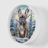 ブルドッグパーソナライズされたウィンターウォールクロック 壁時計 (傾斜)