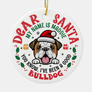 ブルドッグパーソナライズされたドッグのクリスマスツリー セラミックオーナメント