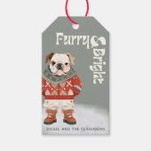 ブルドッグパーソナライズされたドッグホリデーギフトラベル ギフトタグ (正面)