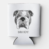 ブルドッグパーソナライズされたハンドスケッチ 缶クーラー (正面)