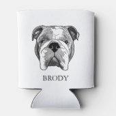 ブルドッグパーソナライズされたハンドスケッチ 缶クーラー (裏面)