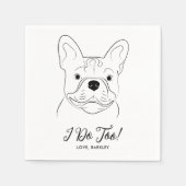 ブルドッグパーソナライズされたフランスのの真似は結婚す スタンダードカクテルナプキン (正面)