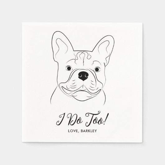 ブルドッグパーソナライズされたフランスのの真似は結婚す スタンダードカクテルナプキン (正面)