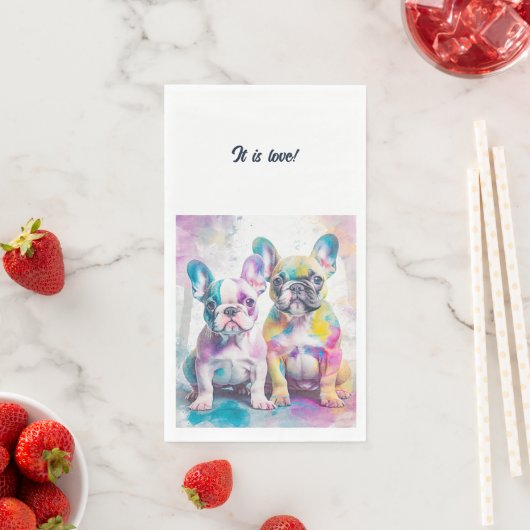 ブルドッグパーソナライズされたプフランスのパピー・ナプキンス (インサイチュ)