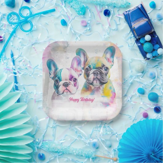 ブルドッグパーソナライズされたプフランスのパピー・ナプキンス ペーパープレート (パーティー)