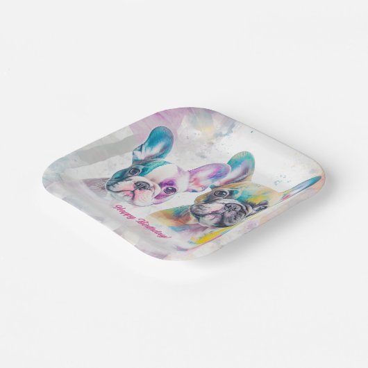 ブルドッグパーソナライズされたプフランスのパピー・ナプキンス ペーパープレート (傾斜あり)