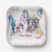 ブルドッグパーソナライズされたプフランスのパピー・ナプキンス ペーパープレート (正面)