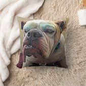 ブルドッグパーソナライズされたペットポートレート クッション (ブランケット)
