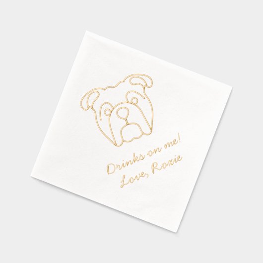ブルドッグパーソナライズされたメッセージが私の飲み結婚物 箔ナプキン (左)