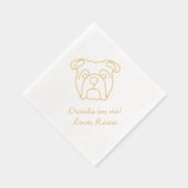 ブルドッグパーソナライズされたメッセージが私の飲み結婚物 箔ナプキン (右)