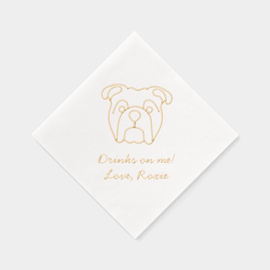 ブルドッグパーソナライズされたメッセージが私の飲み結婚物 箔ナプキン (右)