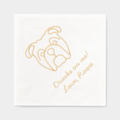 ブルドッグパーソナライズされたメッセージが私の飲み結婚物 箔ナプキン (正面)