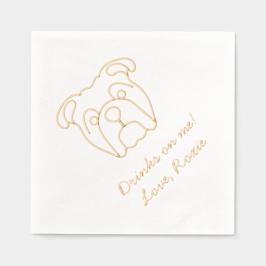 ブルドッグパーソナライズされたメッセージが私の飲み結婚物 箔ナプキン (正面)