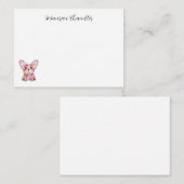 ブルドッグパーソナライズされた・フフランスのレンチー ノートカード (正面/裏面)