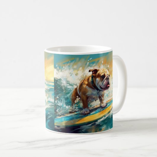 ブルドッグビーチ絵画サーフィン コーヒーマグカップ (正面右)