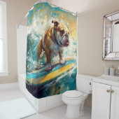 ブルドッグビーチ絵画サーフィン シャワーカーテン (インサイチュ)