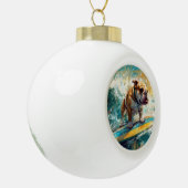 ブルドッグビーチ絵画サーフィン セラミックボールオーナメント (左)