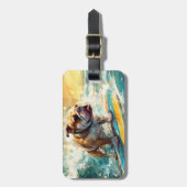 ブルドッグビーチ絵画サーフィン ラゲッジタグ (正面縦)