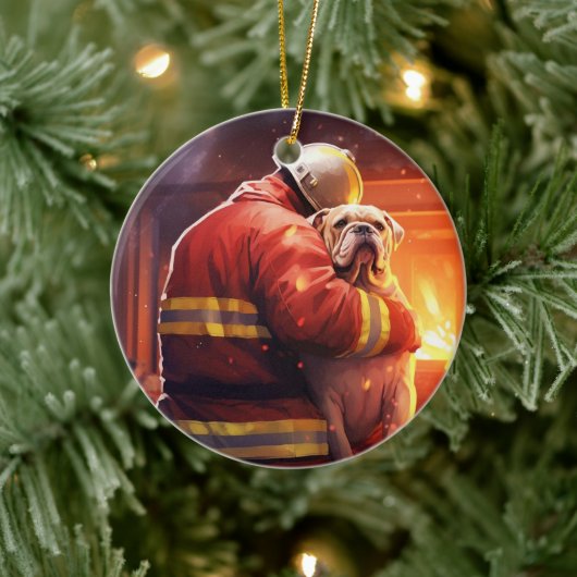 ブルドッグファイアマンラバーペットオーナメントメモリアルギフト セラミックオーナメント (ツリー)