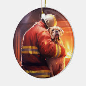 ブルドッグファイアマンラバーペットオーナメントメモリアルギフト セラミックオーナメント (左)